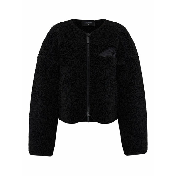 ディースクエアード レディース 上衣＆上衣 アウター Embroidered fleece jacket Black