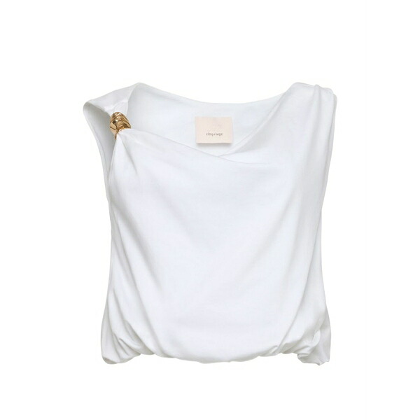 サンクアセプト レディース プルオーバー トップス Darius draped blouse White