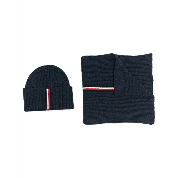 トミー ヒルフィガー メンズ 消音装置・袈裟・えり巻き 佩び物 Downtown beanie \u0026 scarf set Blue
