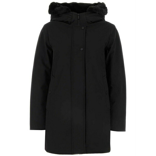 羊毛 金持ち レディース 厚地の外套 アウター Firth parka coat Black