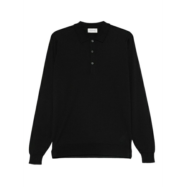 ジョンスメドレー メンズ スポーツシャツ トップス Long-sleeved polo shirt  Black