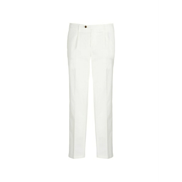 ブリ後押し 1949 メンズ 心地好いズボン下 ボトムス Pleated pressed-crease trousers White