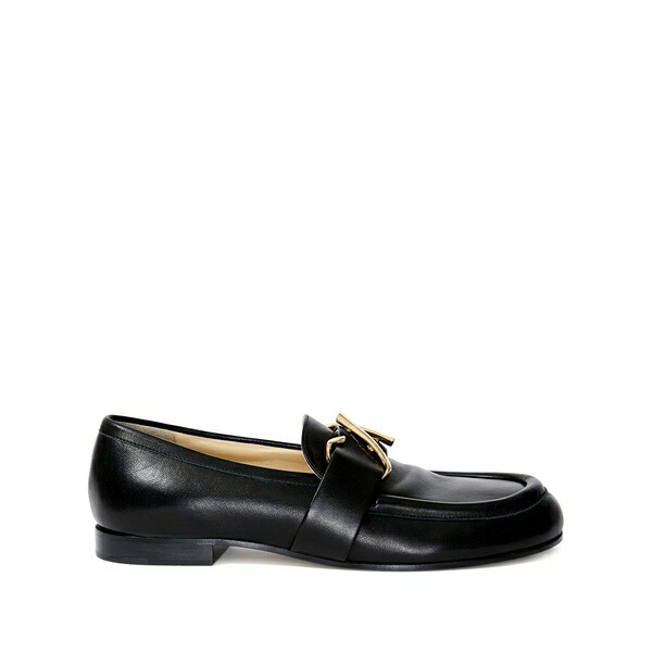 プロエンザショラー レディース スリッポン・ローファー シューズ Monogram-plaque leather loafers Black