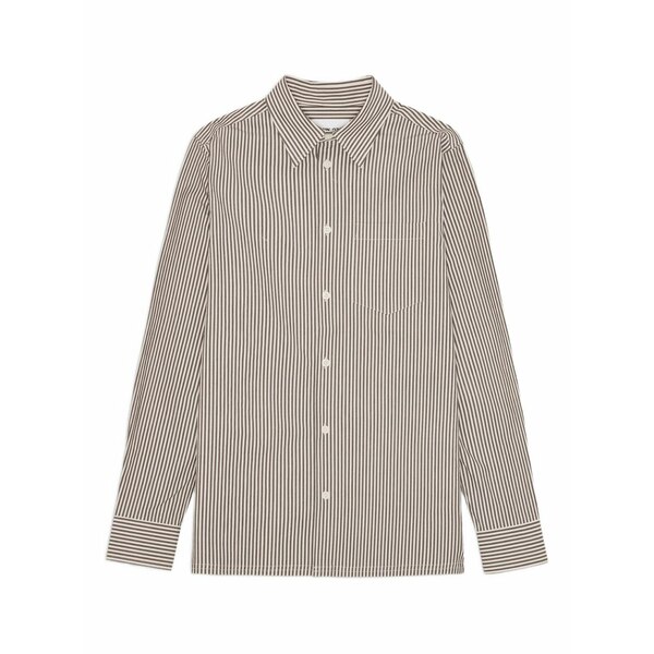 エヌエヌ77 メンズ シャツ トップス Striped long-sleeve shirt Brown|asty