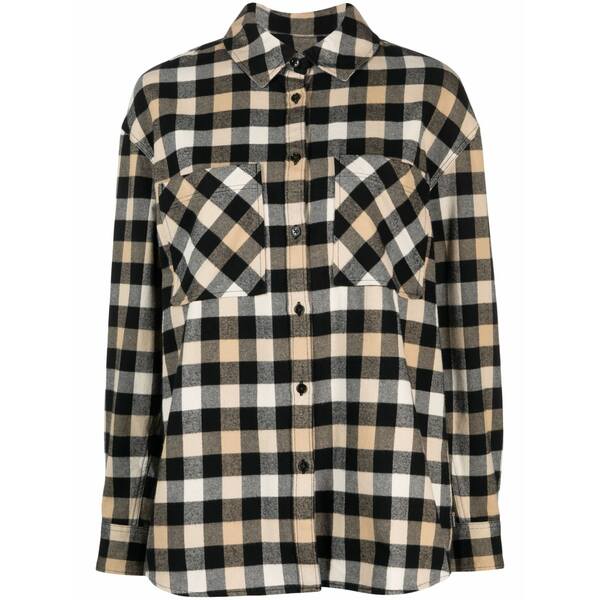 羊毛 分限者 レディース プルオーバー トップス Checked long-sleeve flannel shirt Neutrals