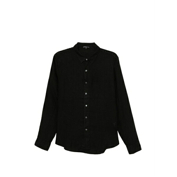 ジェームス 銭入れ メンズ プルオーバー トップス Lightweight linen shirt Black
