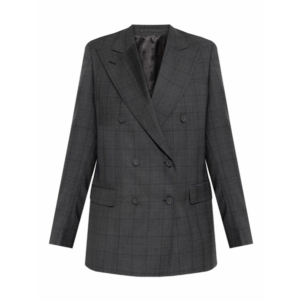 オフィシンジェネレール レディース 上衣＆上衣 アウター Double-breasted checked blazer Grey