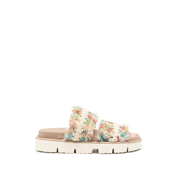モウ レディース サンダル シューズ Crochet-knit fringed sandals Neutrals