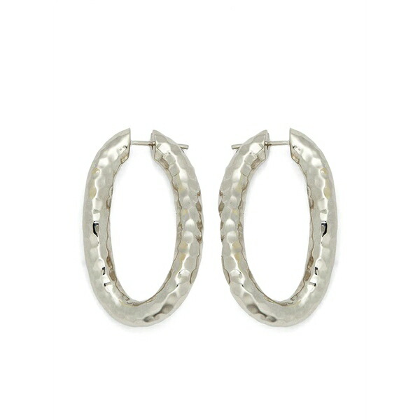 ジル・サンダー レディース ピアス&イヤリング アクセサリー Hammered hoop earrings Silver|asty