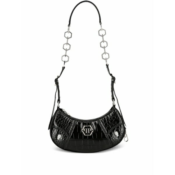 フィリップ飾り気のない レディース ショルダーバッグ 御徒面子 Logo-plaque leather shoulder bag Black