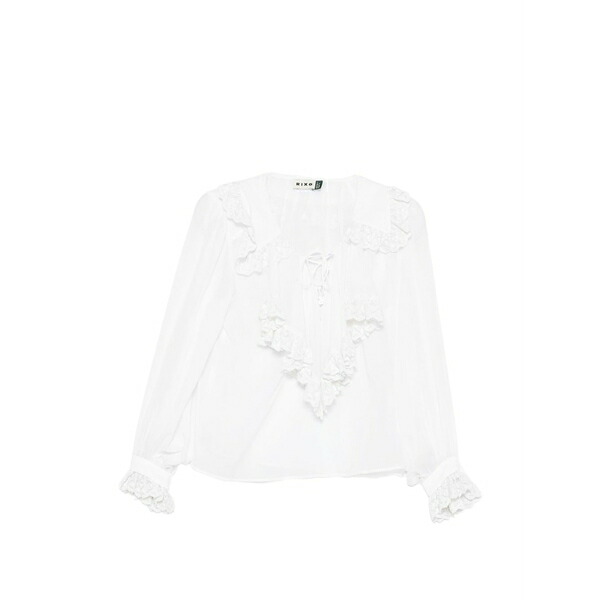 リキソー レディース プルオーバー トップス Milia ruffled lace-trim blouse White