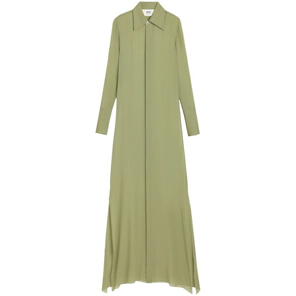意中の女 レディース 衣裳 トップス Floor-length silk shirt dress Green