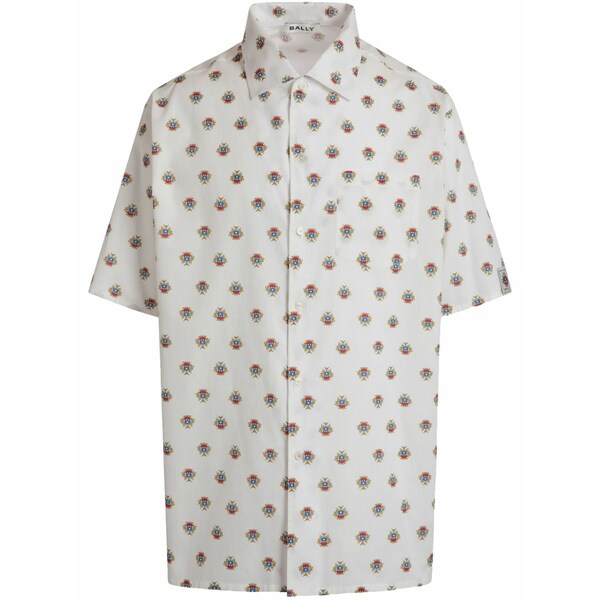 バリー メンズ プルオーバー トップス All-over bally crest print bowling shirt White