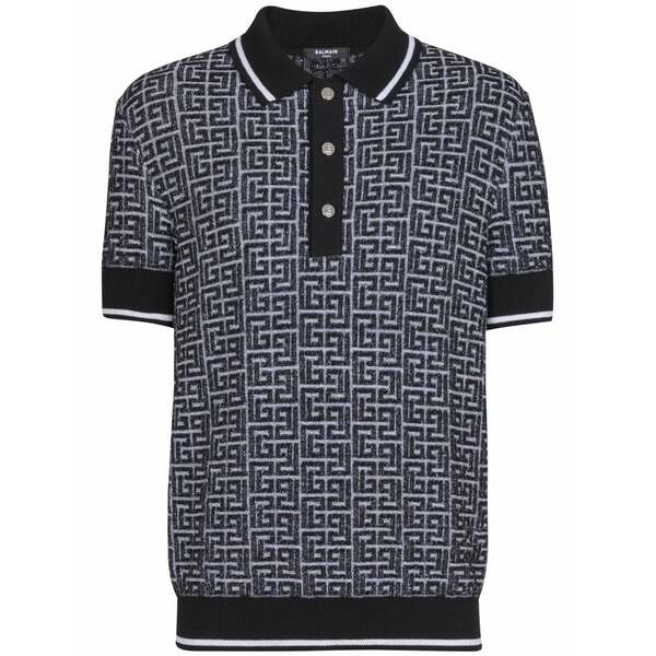バルマン メンズ スポーツシャツ トップス Labyrinth knitted polo shirt Black