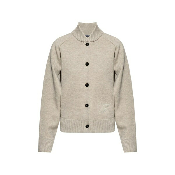 ジャクエムス レディース ジレー アウター Logo-embroidered button-up sweater Neutrals