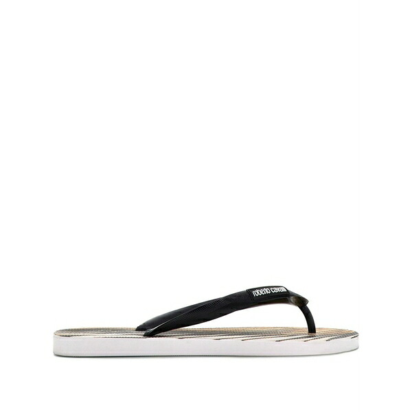 ロベルトカヴァリ レディース サンダル シューズ Ray gold print flip-flops Black