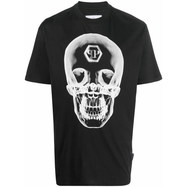 フィリップ飾り気の無い メンズ プルオーバー トップス Skull print t-shirt Black