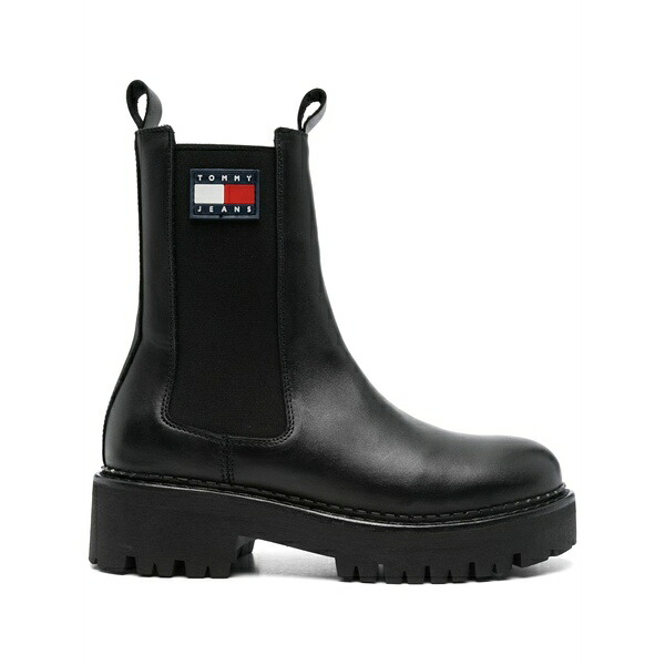 トミーヒルフィガー レディース ブーツ シューズ 45粍 rubberised-logo chelsea boots  Black