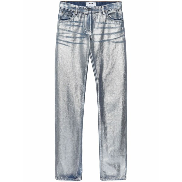 エムエスジイエム レディース ジーンズズボン下 ボトムス Metallic-finish straight jeans Blue