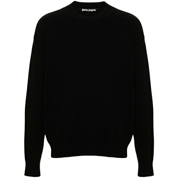 パーム・エンジェルス メンズ 編み物\u0026プルオーバー アウター Monogram-print crew-neck jumper Black