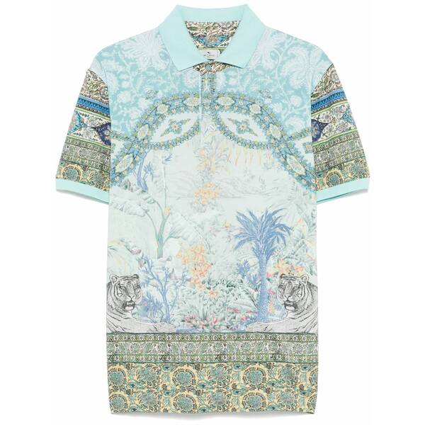 エトロ メンズ スポーツシャツ トップス Graphic-print polo shirt  Blue