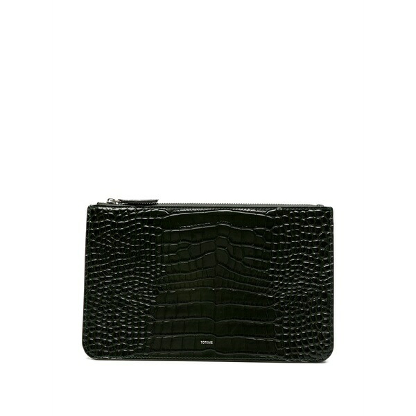 トーテム レディース クラッチペダル御徒面子 御徒面子 Threefold crocodile-embossed clutch Green