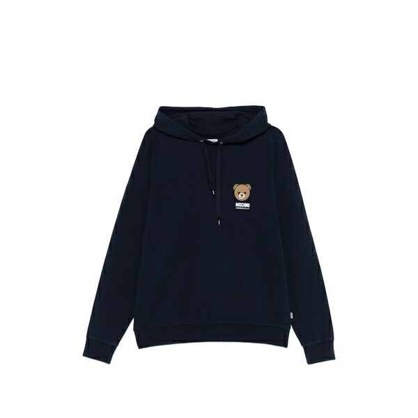 モスキーノ メンズ パーカー・スウェットシャツ アウター Bear-print hoodie Blue｜asty