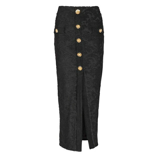 バルマン レディース スコート ボトムス Button-embellished damask skirt Black