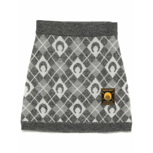 米国海兵隊員 独居室 レディース スコート ボトムス Moon argyle knit mini skirt Grey レディースファッション-ボトムス