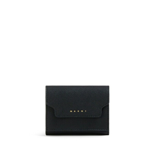 マルニ レディース 金入れ 付属物 Tri-fold leather wallet  Black