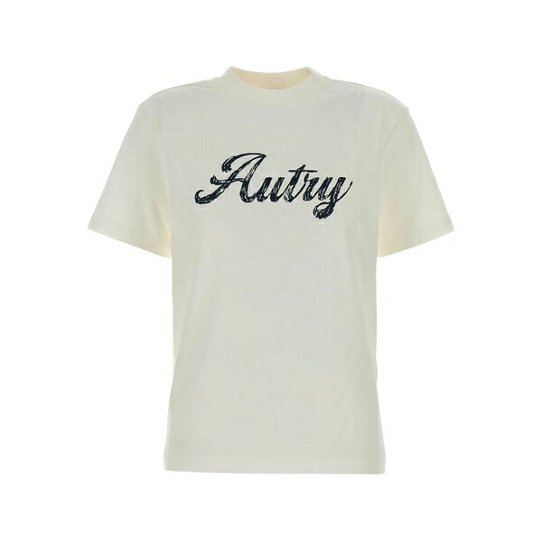 オートリー レディース Tシャツ トップス Logo cotton t-shirt Neutrals|asty