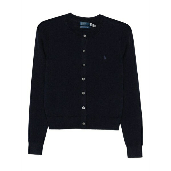 ラルフローレン レディース ジレー アウター Button-front embroidered-logo cardigan Blue