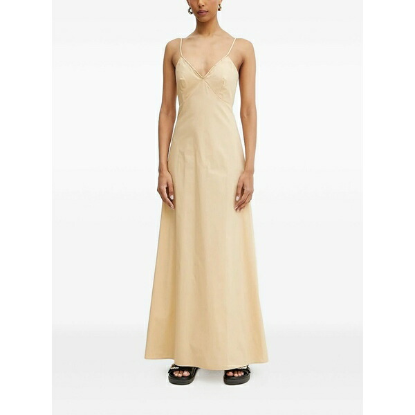 パトリツィア ペペ レディース ワンピース トップス Spaghetti-straps v-neck maxi dress Neutrals｜asty