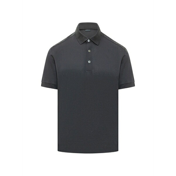 ゼニア メンズ ポロシャツ トップス Short-sleeve cotton polo shirt Blue|asty