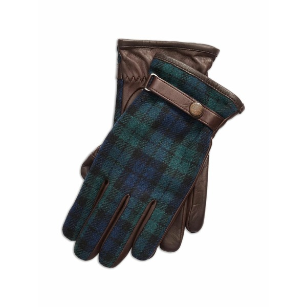 ラルフローレン メンズ グローブ 付属物 Tartan-pattern leather gloves Brown