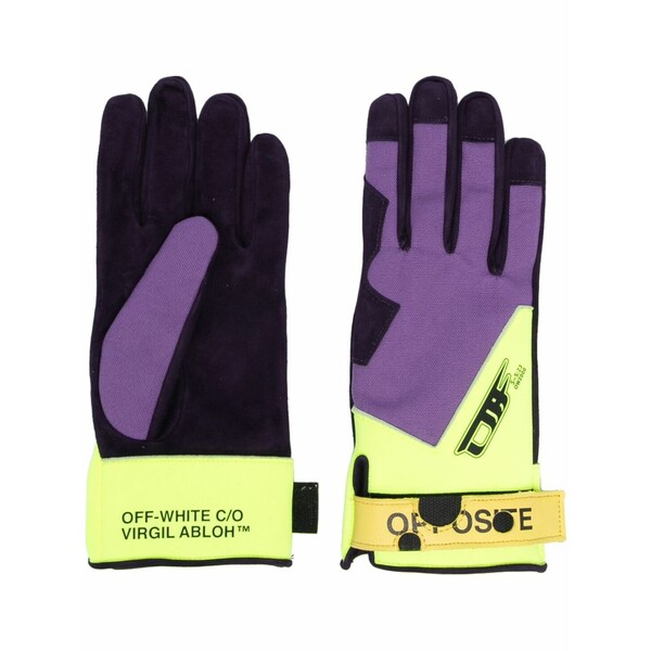象牙色 メンズ グローブ 付属物 Logo-print touch-strap gloves Purple