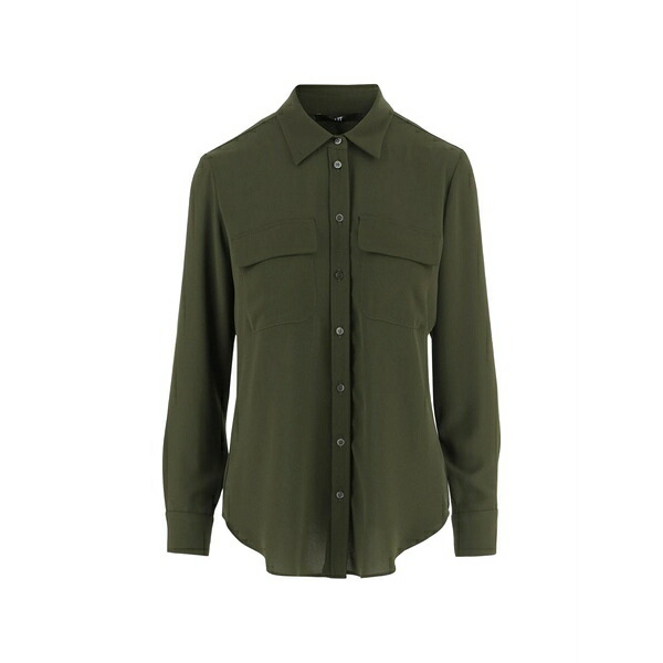 エフ.イット レディース プルオーバー トップス Flap-pocket button shirt Green
