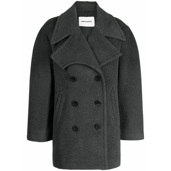 ファースト 古典派音楽 レディース 厚地の外套 アウター Notched-lapels double-breasted coat  Grey