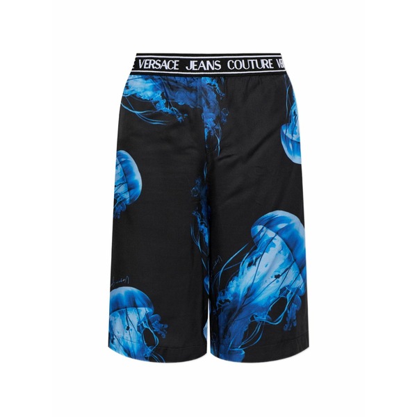 呼びりん探し回る メンズ 心地好いズボン下 ボトムス Jellyfish-print shorts Black