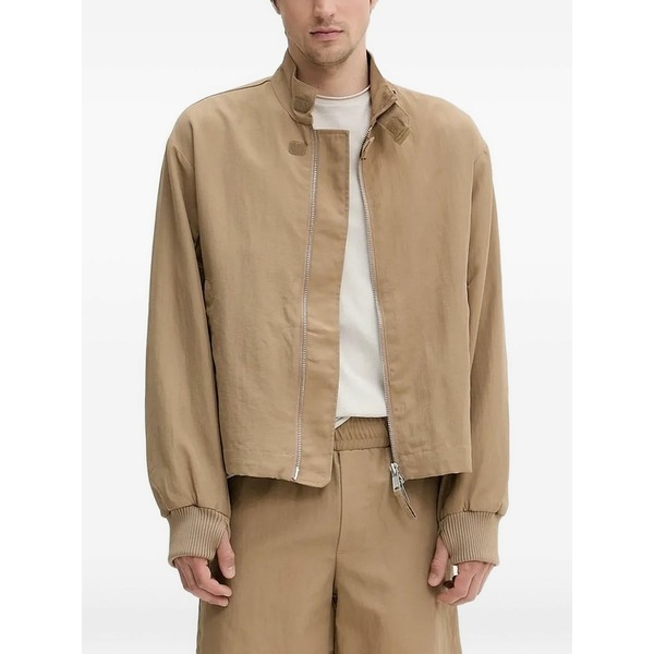 ウォンハンドレッド メンズ ジャケット＆ブルゾン アウター Zip-fastening ribbed-cuff jacket Neutrals｜asty
