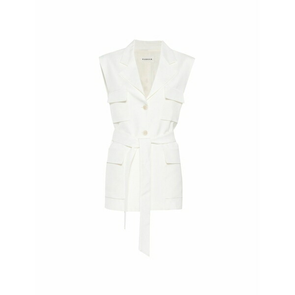 パロッシュ レディース 上衣＆上衣 アウター Pocket belted waistcoat White