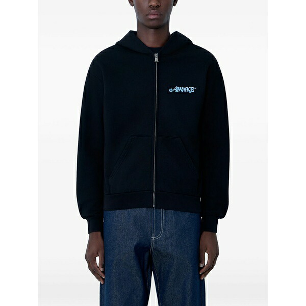 アウェイクニューヨーク メンズ パーカー・スウェットシャツ アウター Zip-up hoodie Black トップス-パーカー