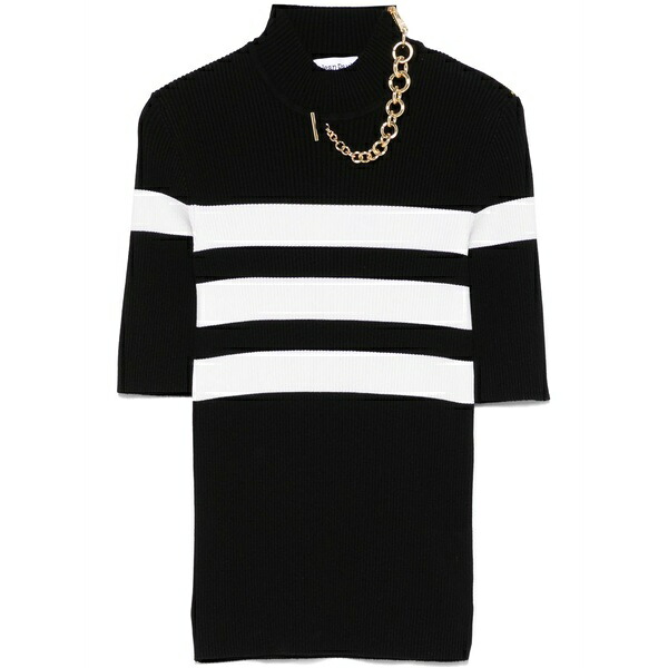 ジャンポール ゴルチエ レディース Tシャツ トップス Striped knitted t-shirt Black|asty