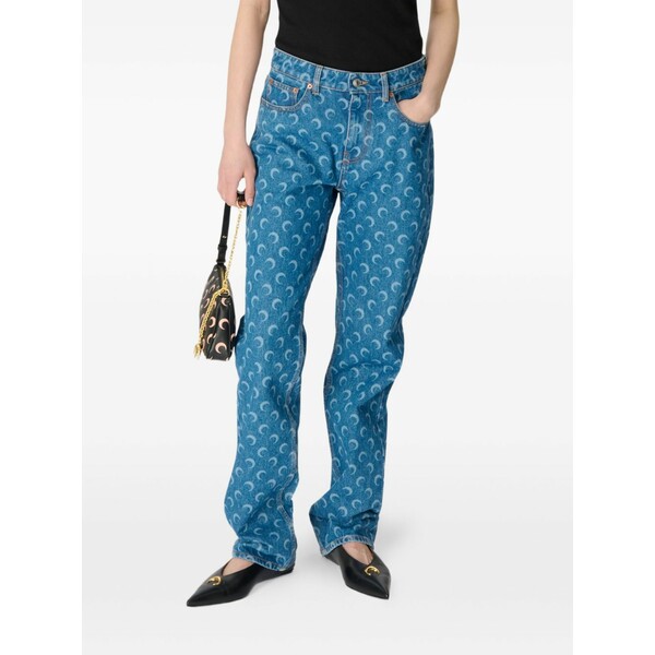 マリーン セル レディース デニムパンツ ボトムス Moon laser straight jeans Blue|asty