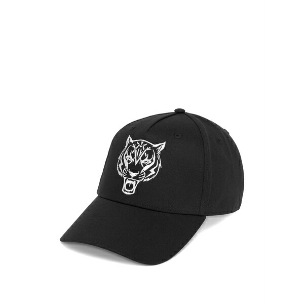 プレインスポーツ メンズ 帽子 アクセサリー Tiger-embroidered baseball cap Black｜asty