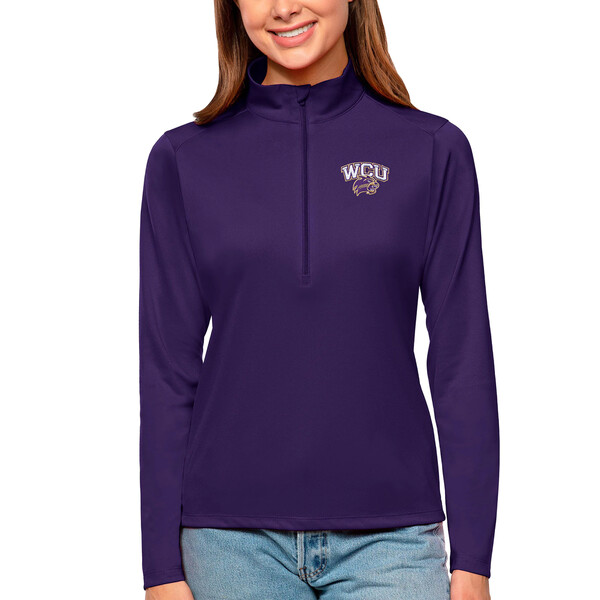 予約中！】 Western Women's Carolina Pullover Top Tribute Catamounts Purple レディース  ブルゾン アウター Antigua アンティグア ジャケット QuarterZip コート・ジャケット