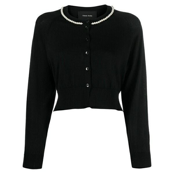 シモーネ・ロシャ レディース ジレー アウター Pearl-embellished cardigan Black