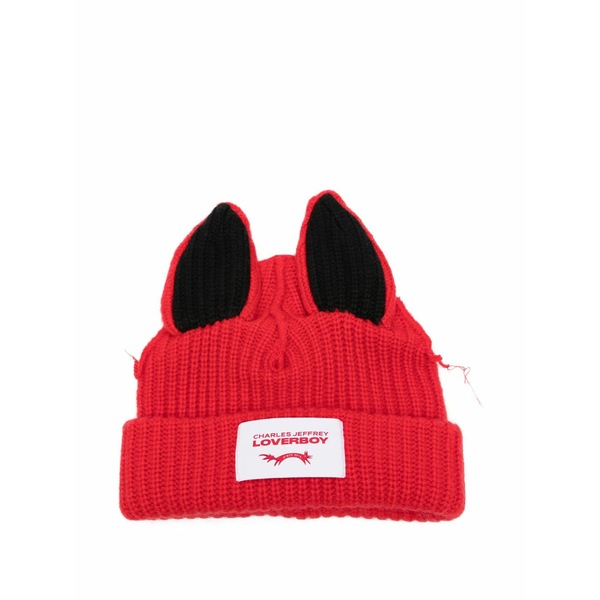 プリンスチャールズ島・ジェフリー メンズ かぶり笠 佩び物 Artisanal supersized fox beanie hat Red