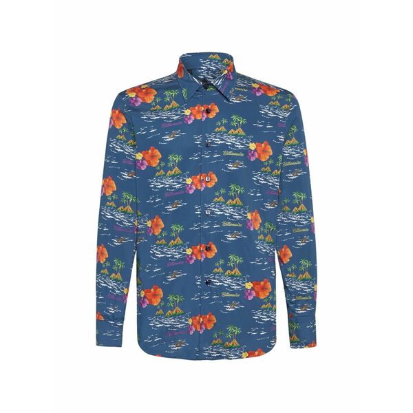 ビリオネア メンズ シャツ トップス Floral-print shirt Blue|asty