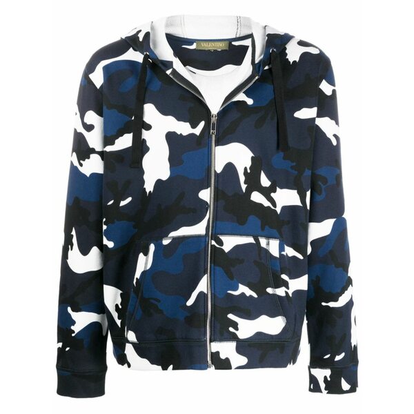 ヴァレンティノ ガラヴァーニ メンズ パーカー・スウェットシャツ アウター Camouflage-print hoodie Blue